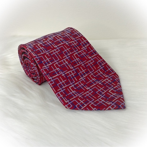 💕Beautiful Red Jhane Barnes Mens Silk Tie💕 - Picture 10 of 13